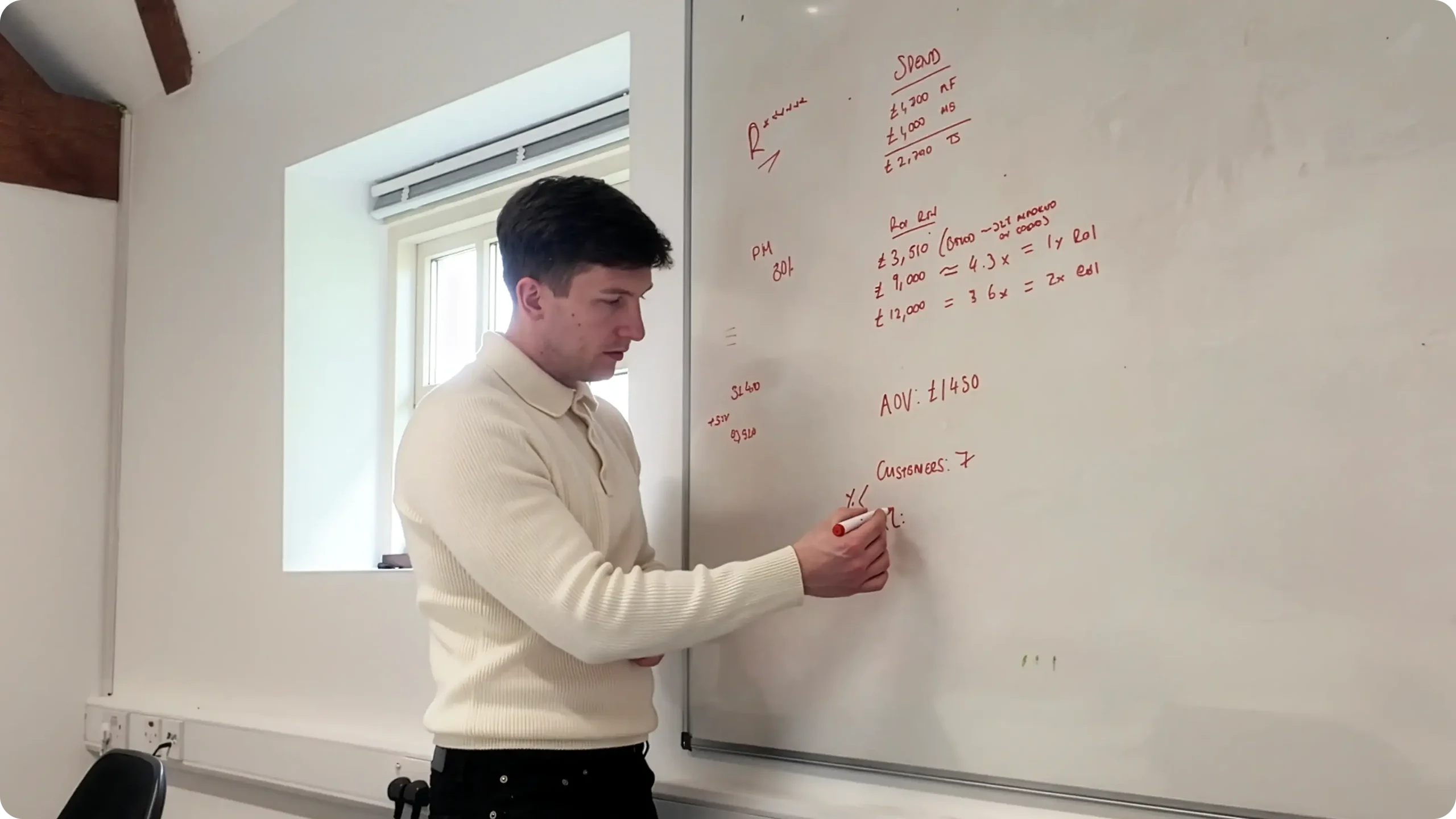 Luke writing equations on a whiteboard