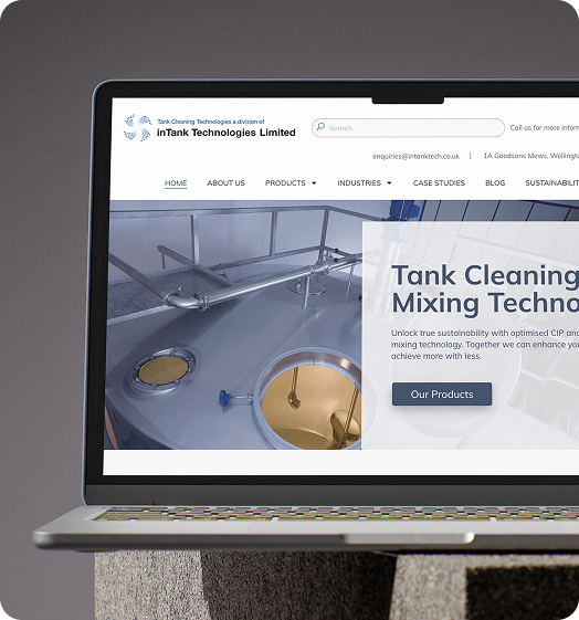 inTank Technologies homepage on a desktop