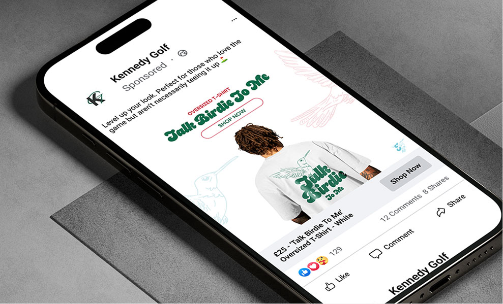 Kennedy Golf Jacks product ad on a mobile phone