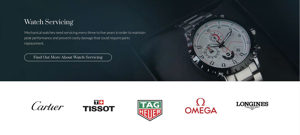 Screenshot of the Watch Doctors website - Watch Servicing